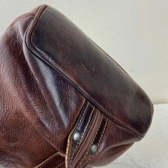 Vintage Italian Leather Backpack Brown Distressed Patina Made in Italy - Picture 7 of 8